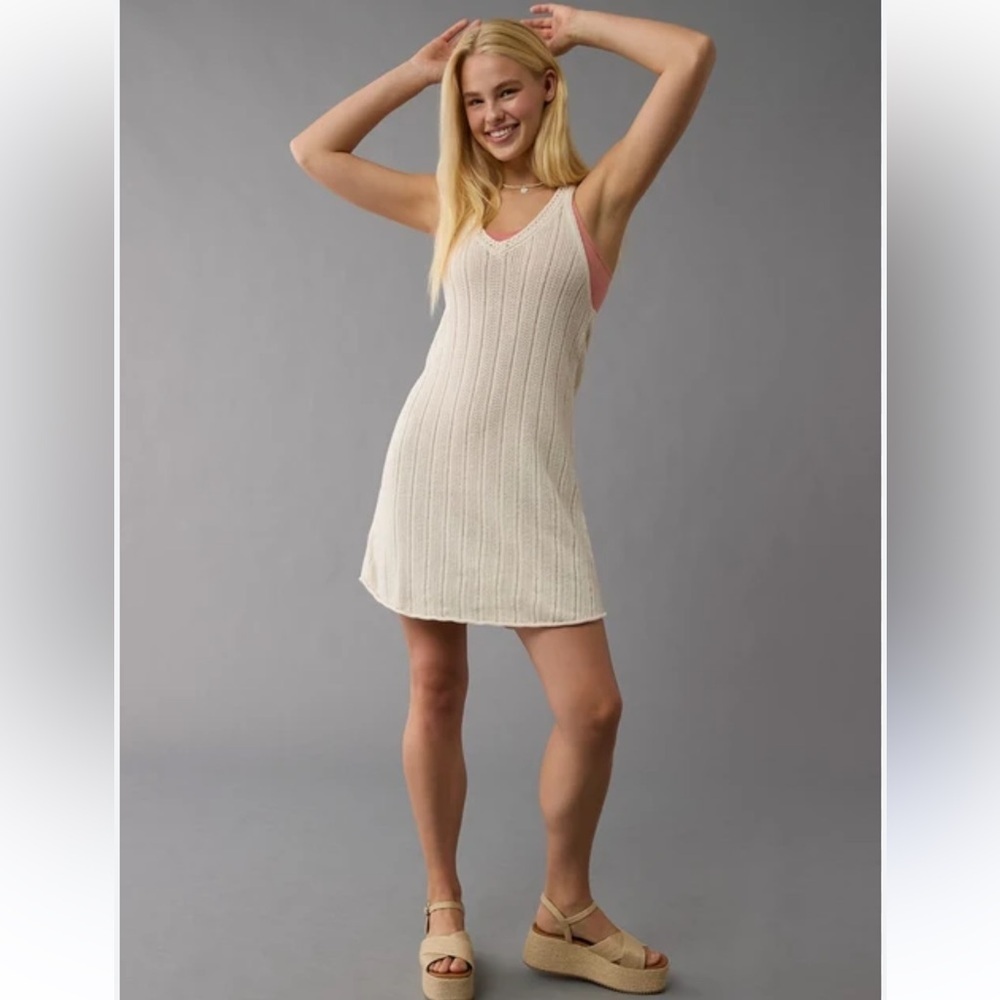 NWT American Eagle Outfitters Beige Knit Mini Dress Size XS